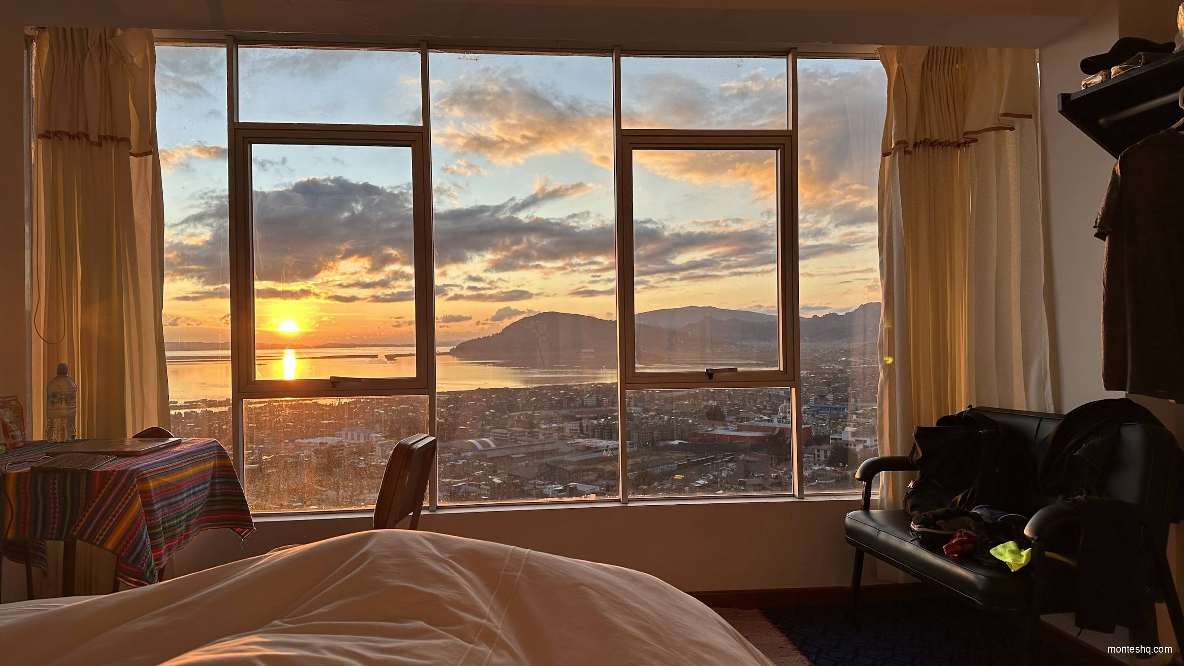 Sunrise over Lake Titicaca from Puno, Peru